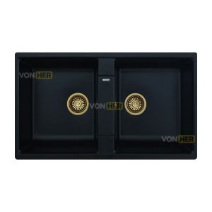 سینک ظرفشویی گرانیتی دو لگنه ون هر کد 336V توکار ابعاد 115×50 (طراحی مدرن)