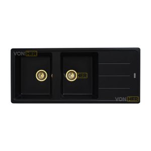 سینک گرانیتی ون هر کد 102V دو لگنه توکار 115×50