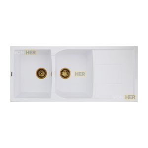 سینک ظرفشویی گرانیتی دو لگنه ون هر کد 105V توکار ابعاد 115×50 (طراحی مدرن)