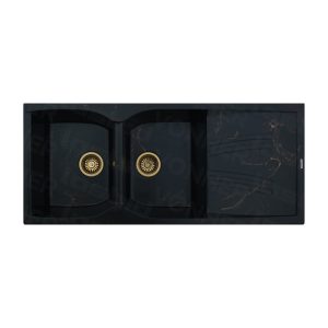 سینک گرانیتی لسبید کد 501L طرح رگه‌دار مشکی با آبچکان